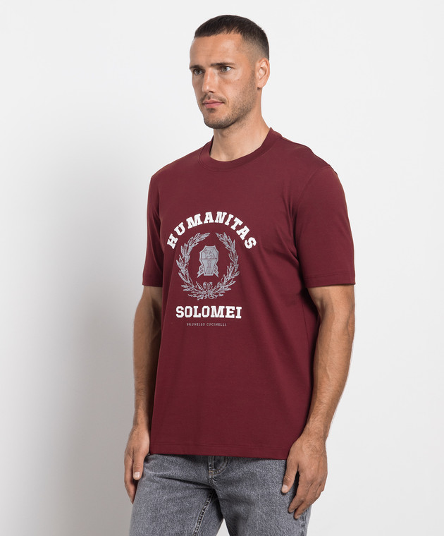 Brunello Cucinelli - Burgundy T-shirt with a print M0T718452