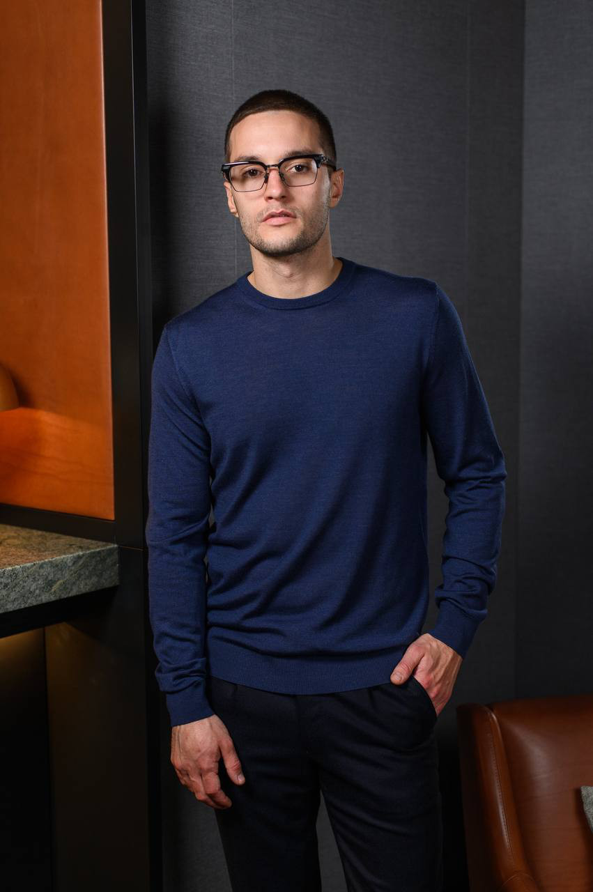 Blue wool, silk and cashmere jumper Cashmere&Whiskey 6
