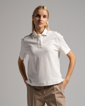 Brunello Cucinelli White polo shirt with monil chain M0T63EM415