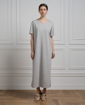 Lou Lou Studio SARUE gray melange midi dress with logo embroidery ARUE