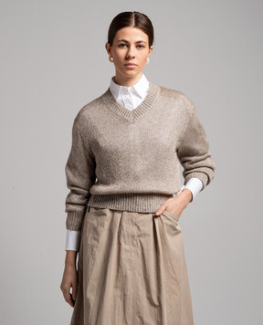 Brunello Cucinelli Beige pullover with lurex MLE727602