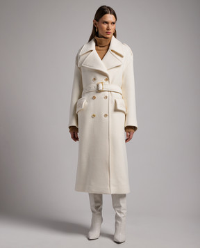 Etro White double-breasted wool coat with embroidery D114077203