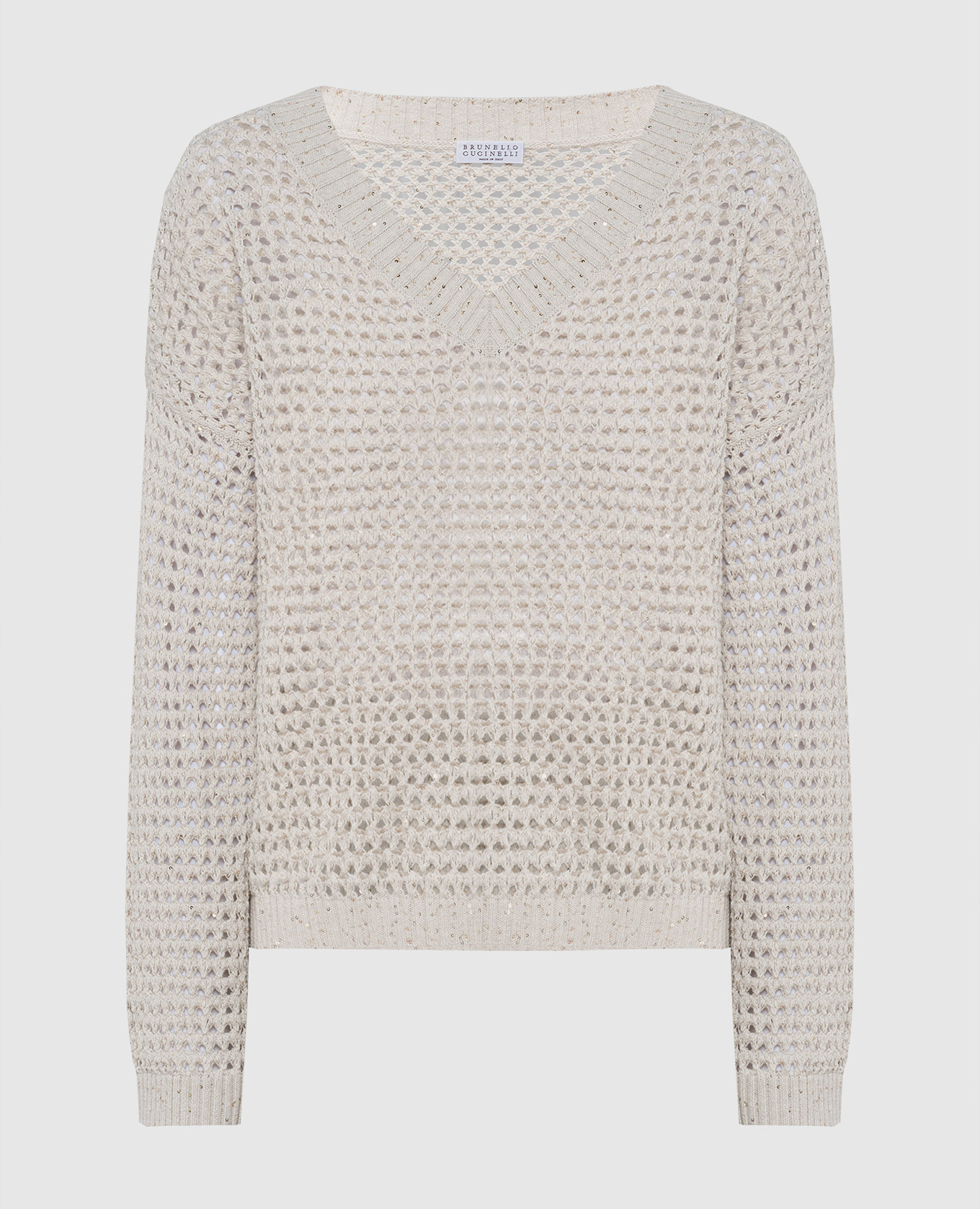 

Beige openwork sweater with sequins Brunello Cucinelli