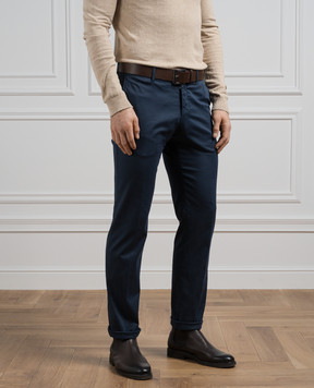 Marco Pescarolo Blue chinos with silk SLIM804900