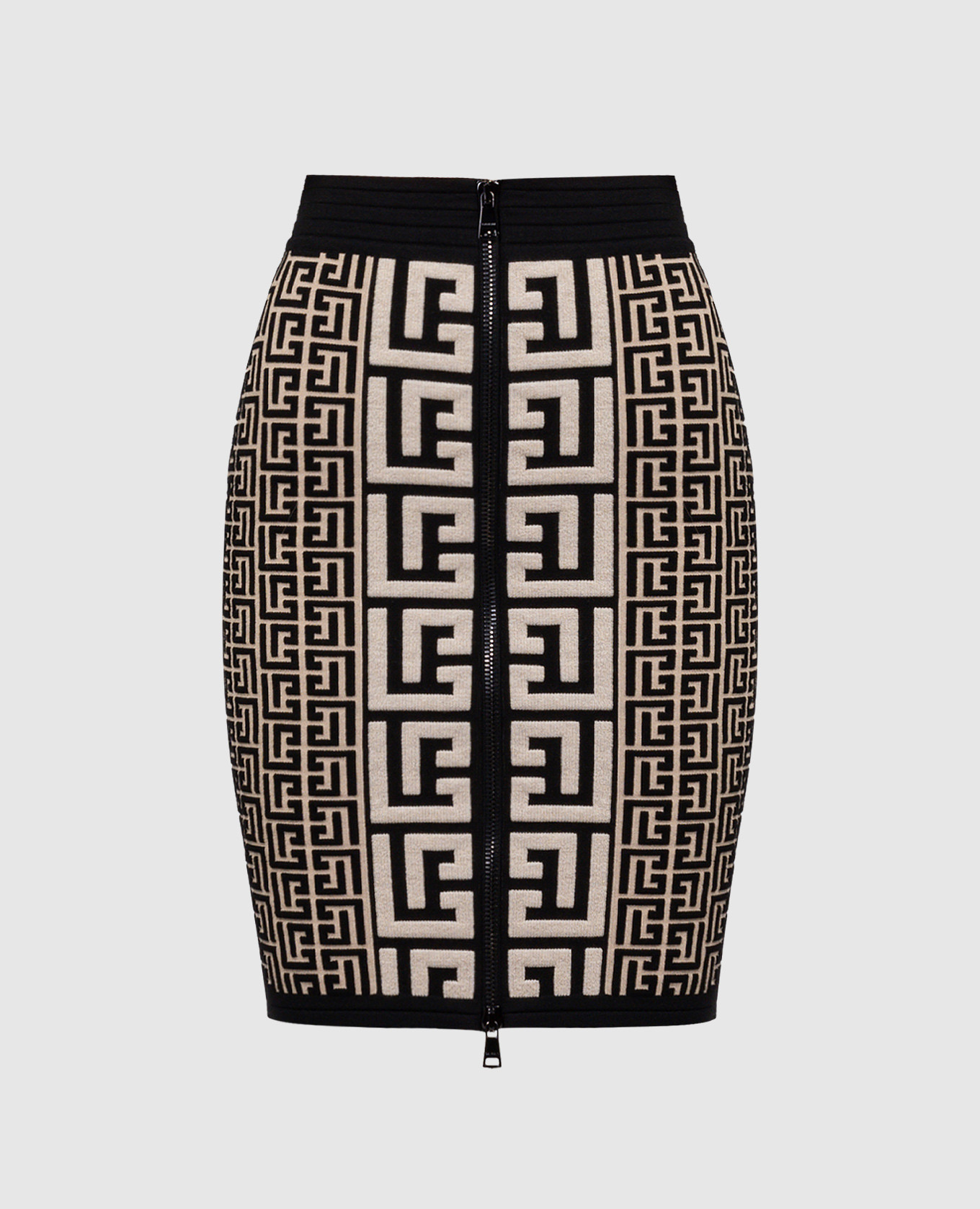 

Black skirt with textured monogram pattern Balmain