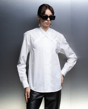 Off-White White shirt with a strap on the collar OWGE014F23FAB001