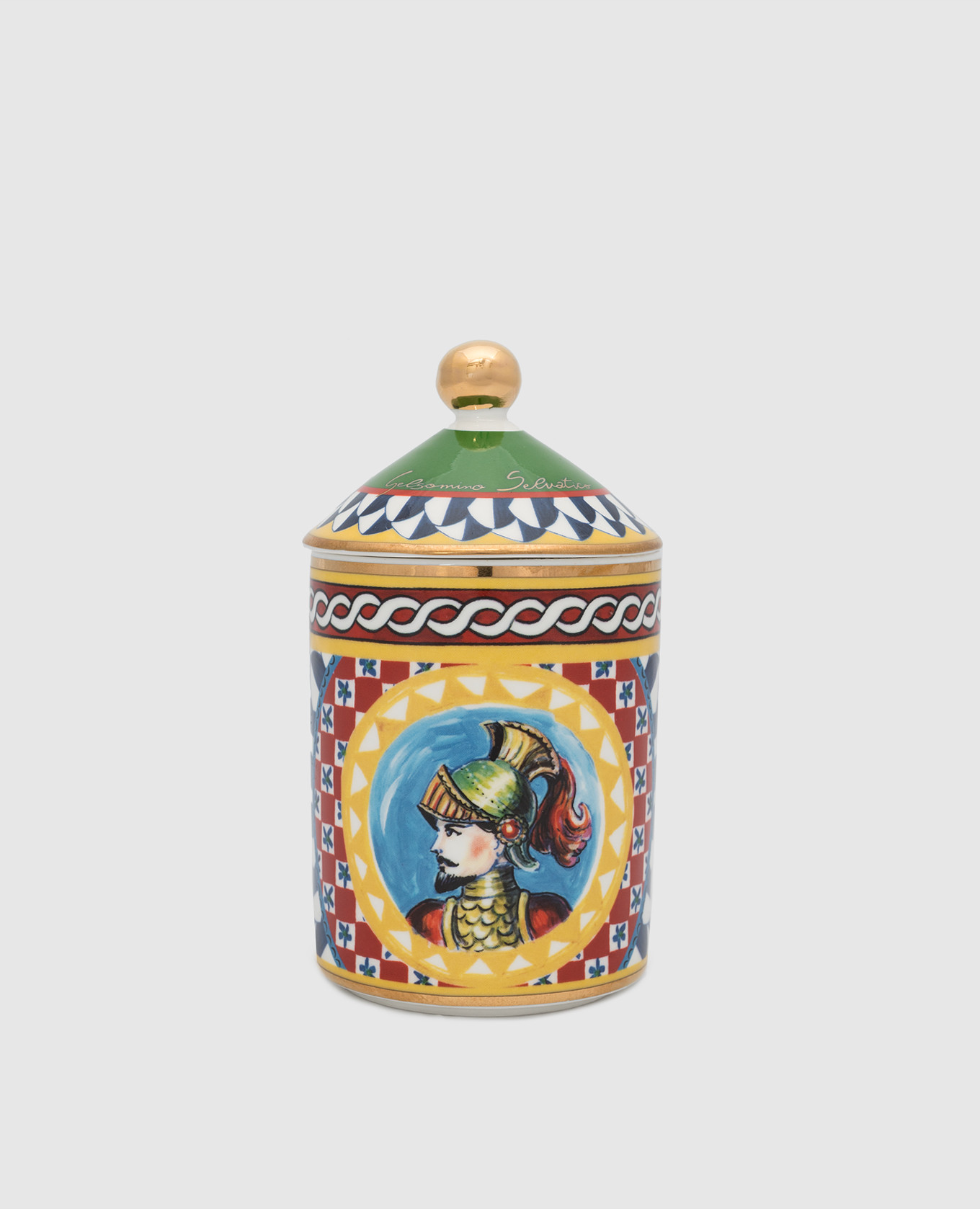 Jasmine scented candle in a porcelain candle holder