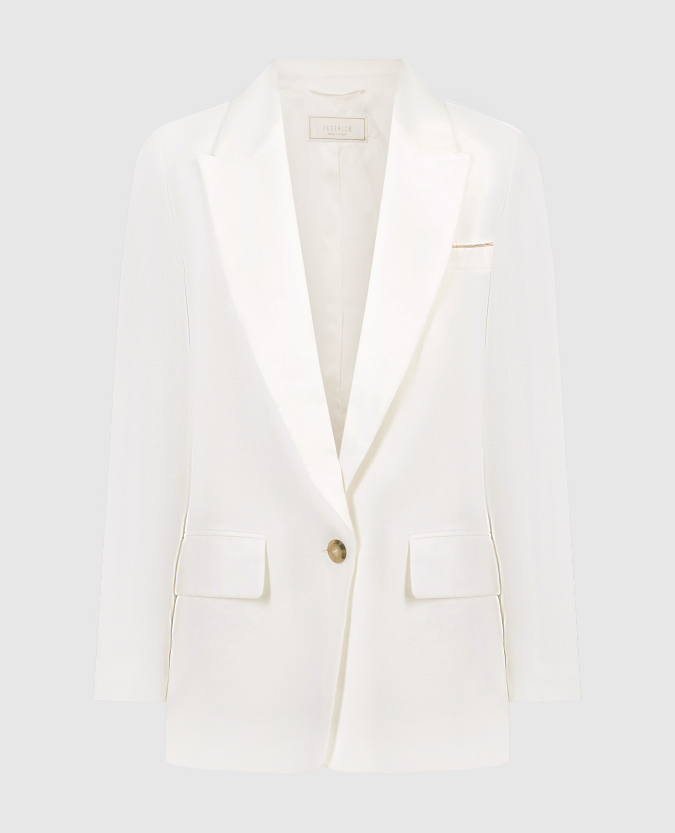 

White linen jacket with monil chain Peserico