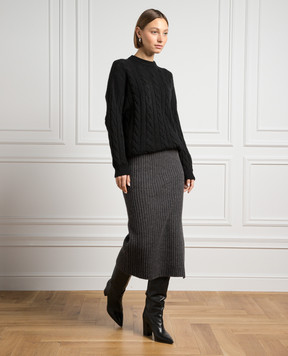 Solotre Black sweater made of wool and cashmere in a textured pattern M3R0022