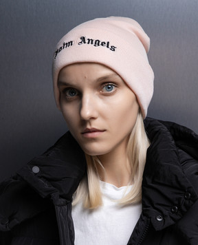 Palm Angels Pink cap made of wool with embroidery PWLC014F23FAB001