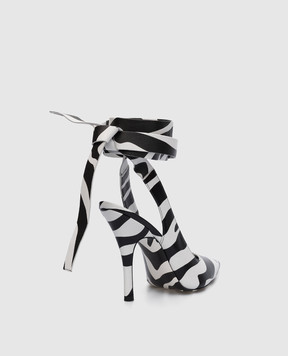 The Attico White Venus leather slingbacks in animal print 231WS418EL020