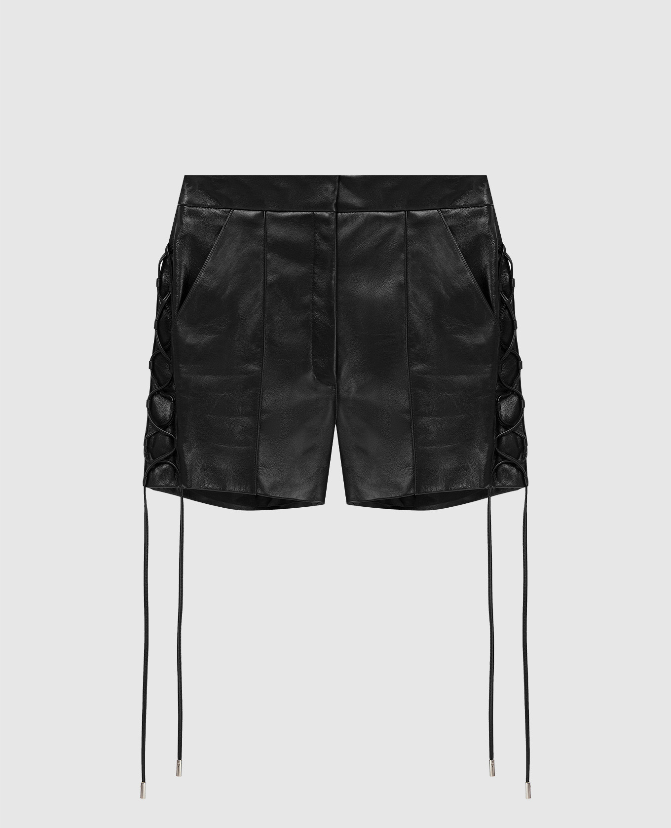 

Drawstring leather shorts David Koma, Black