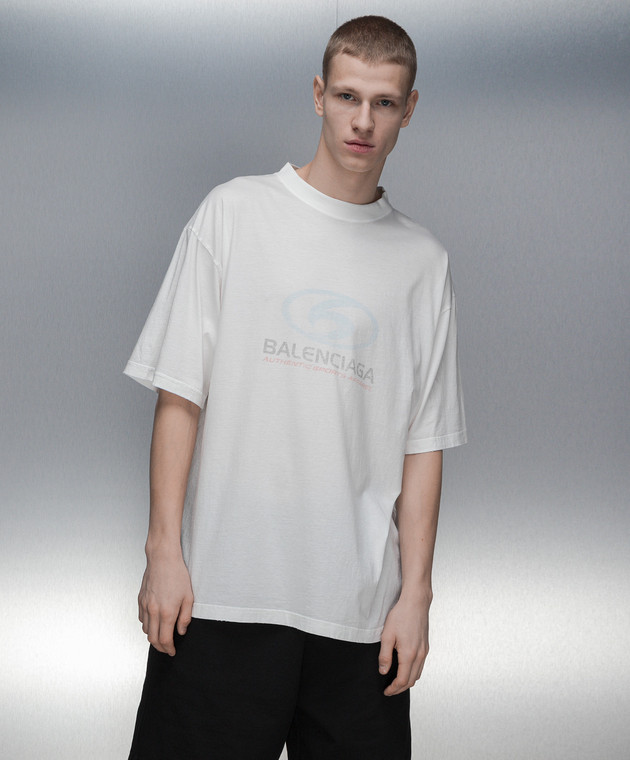 Balenciaga - White t-shirt with a worn effect 764235TPVM3 - shop