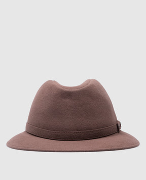 Borsalino Alessandria brown wool hat with strap 390083