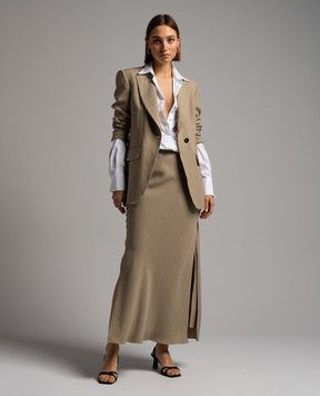Brunello Cucinelli Beige linen jacket with monil chain MH1262682