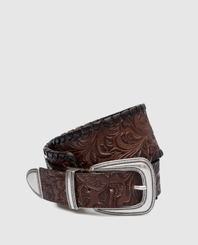 Babe Pay Pls Brown embossed leather belt 106