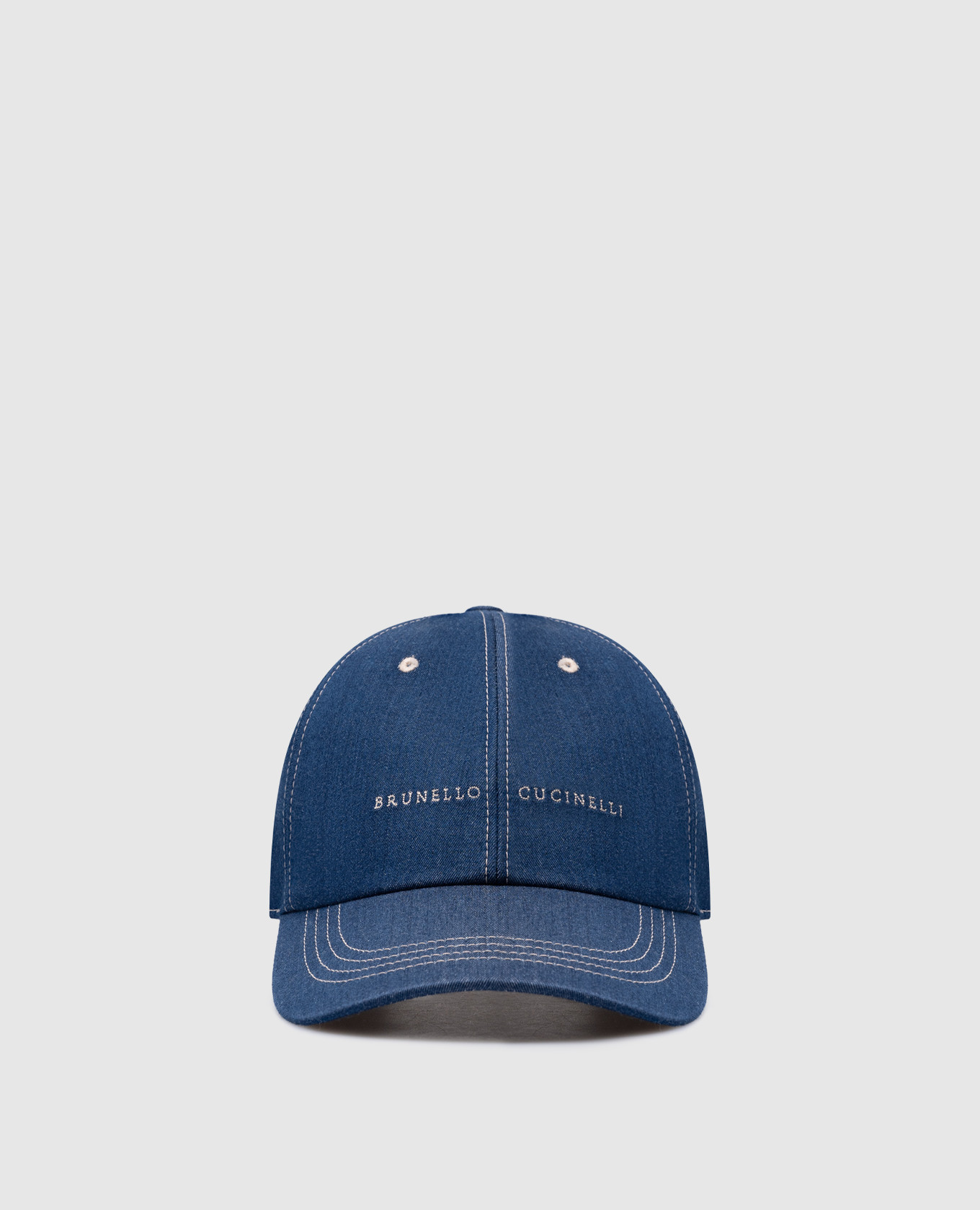 Blue cap with logo brunello cucinelli