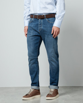 Brunello Cucinelli Blue distressed jeans with logo M283PX1290
