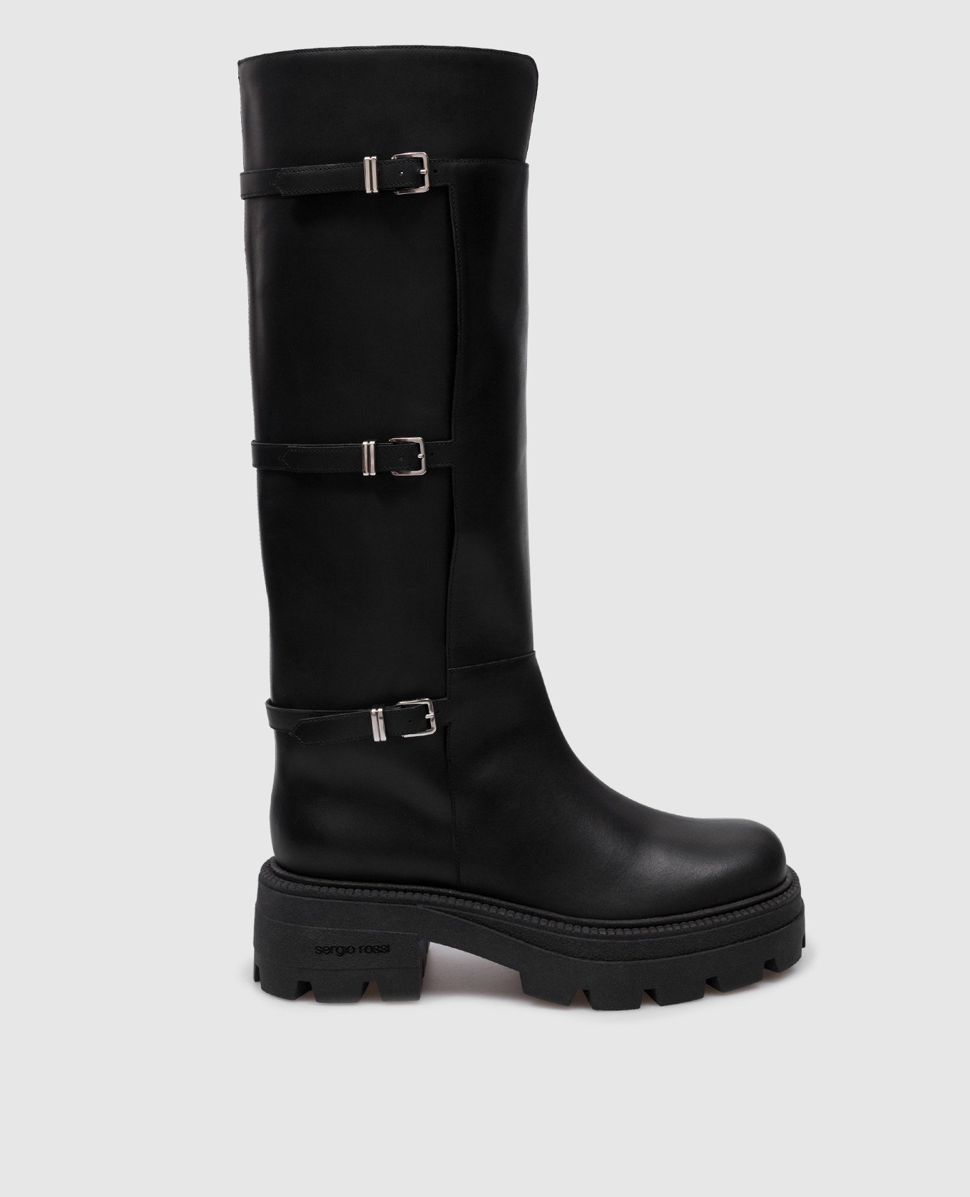 Scump/De Lux Sergio Rossi Thalestris black leather boots with logo