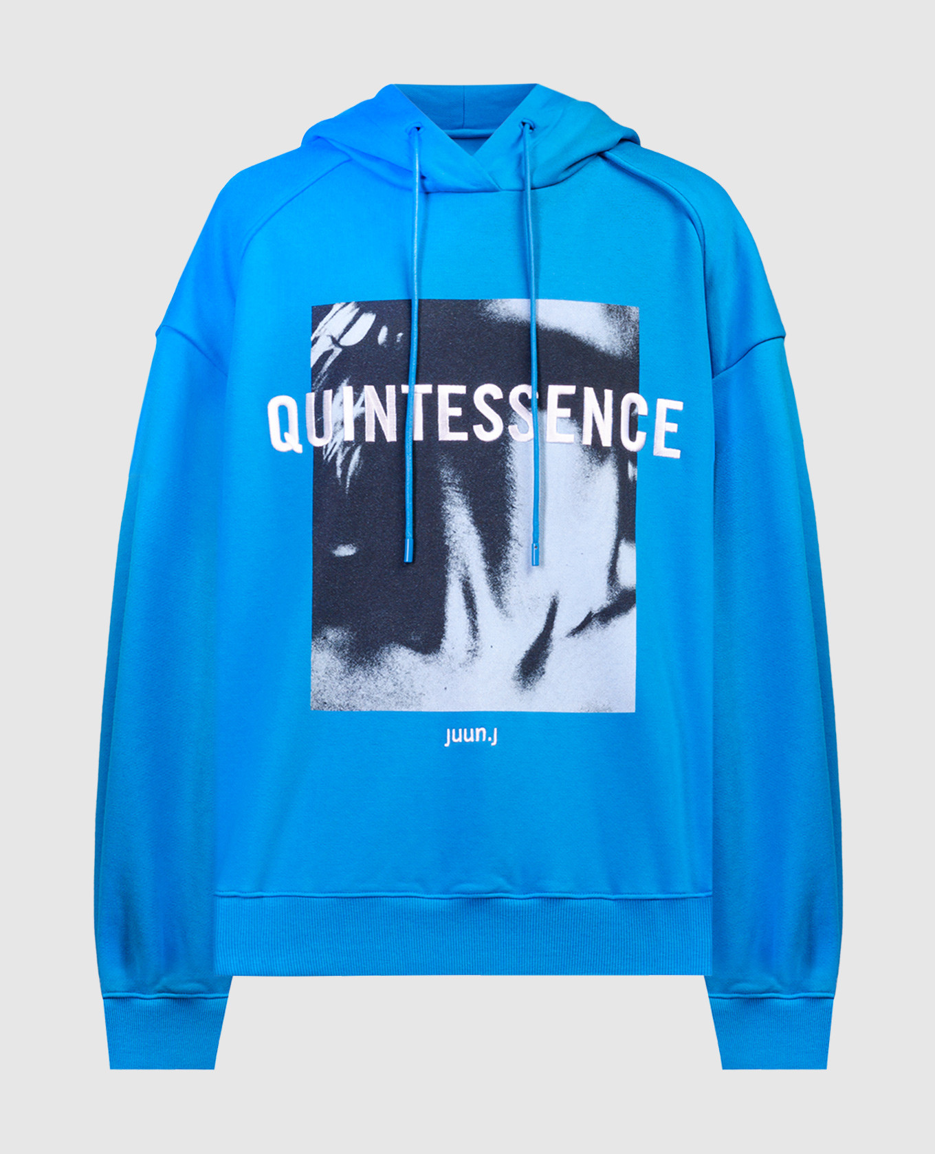 

Blue hoodie with logo print and embroidery Juun.j