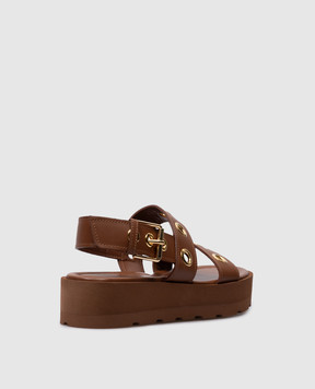 Gianvito Rossi Brown leather sandals with eyelets G3234305GOMCLN