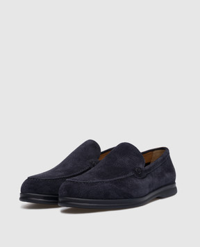 Doucal's Blue suede slippers with perforations DU2837ARTHUY106