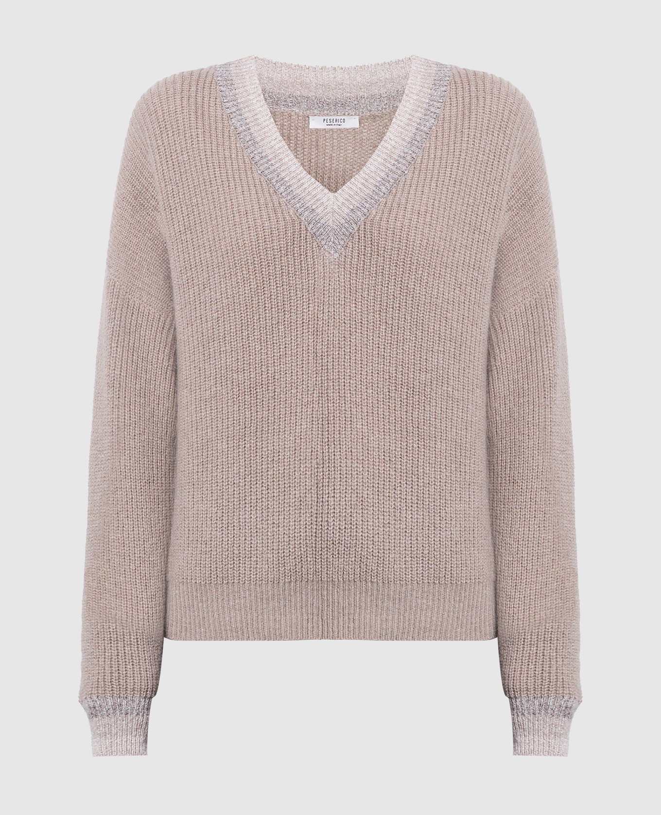

Brown wool, silk and cashmere pullover Peserico, Коричневый