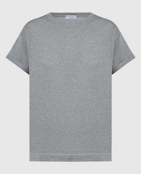 Brunello Cucinelli Gray t-shirt with cashmere and silk with lurex M41810000
