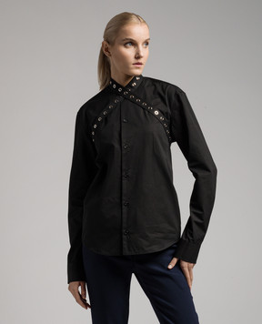 Off-White Black shirt with eyelets OWGE019F23FAB001