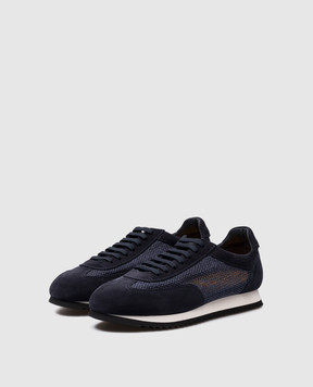 Doucal's Blue combination sneakers with logo DU3289ATLARZ243