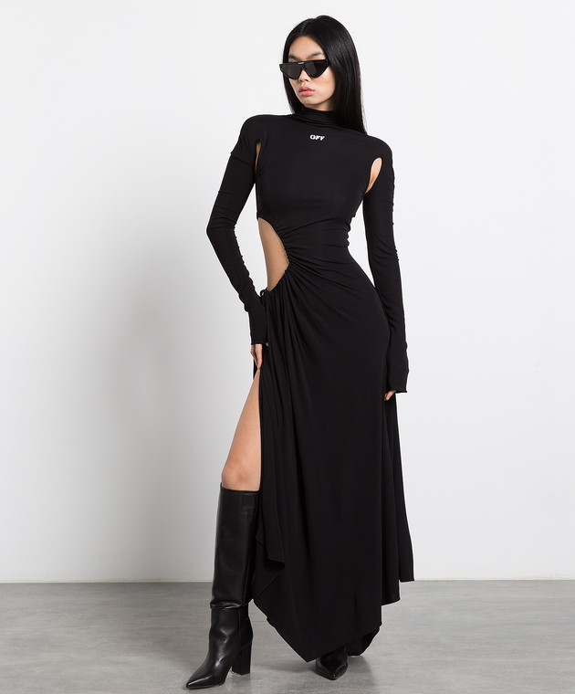 Off-White - Black logo maxi dress OWDB320C99JER001 - shop