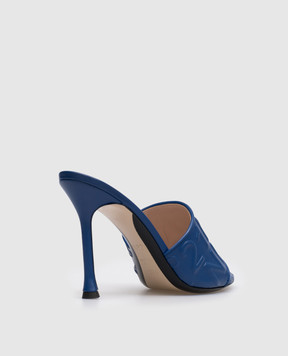N21 Blue leather mules with embossed logo 23ECPXNV15012