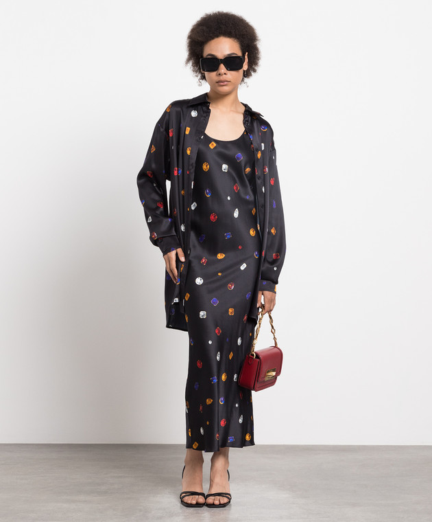 Max Mara Sportmax - Abito in seta stampata nera ZELIA