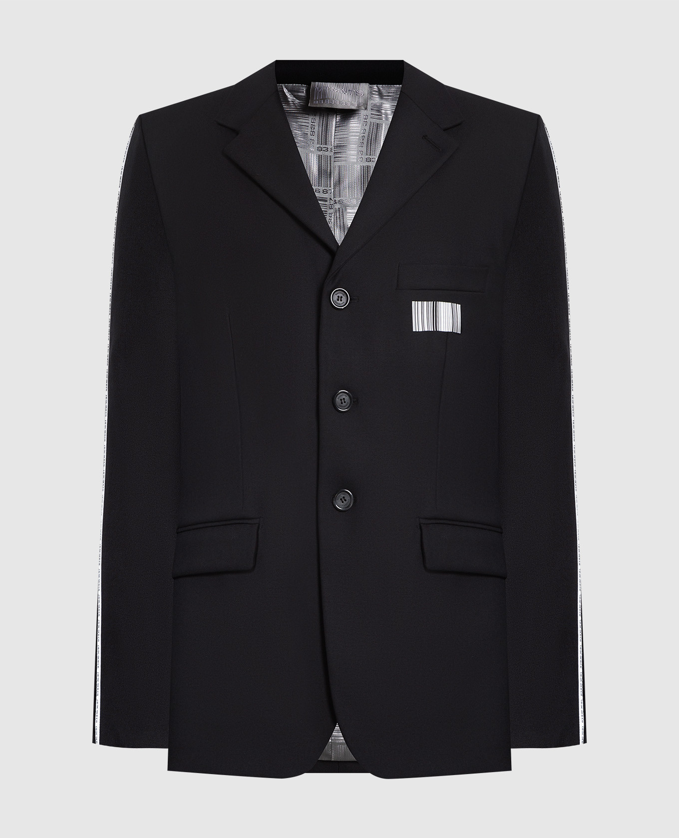 

Black wool blazer with contrasting print VTMNTS