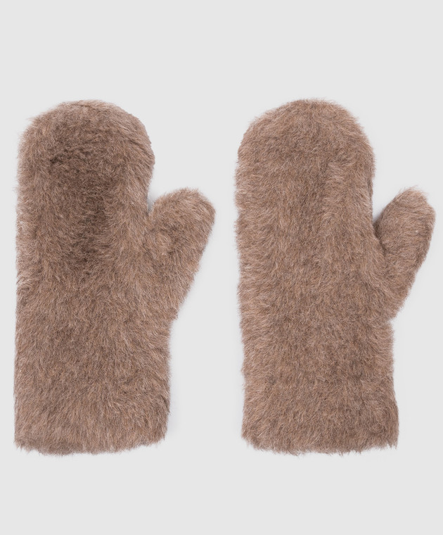 Max Mara - Brown Ombrato mittens made of alpaca, cashmere