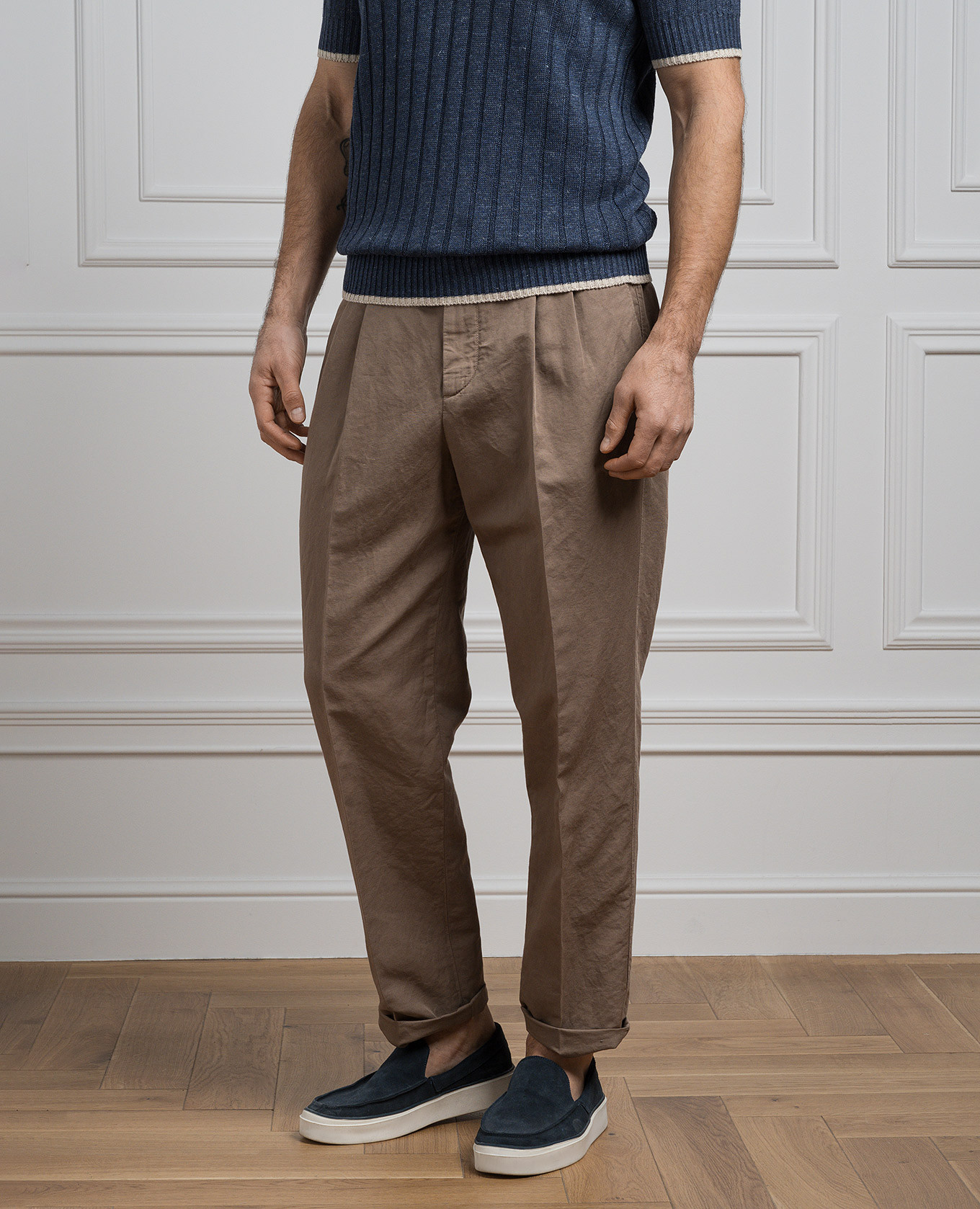 Brown pants with linen Brunello Cucinelli 3