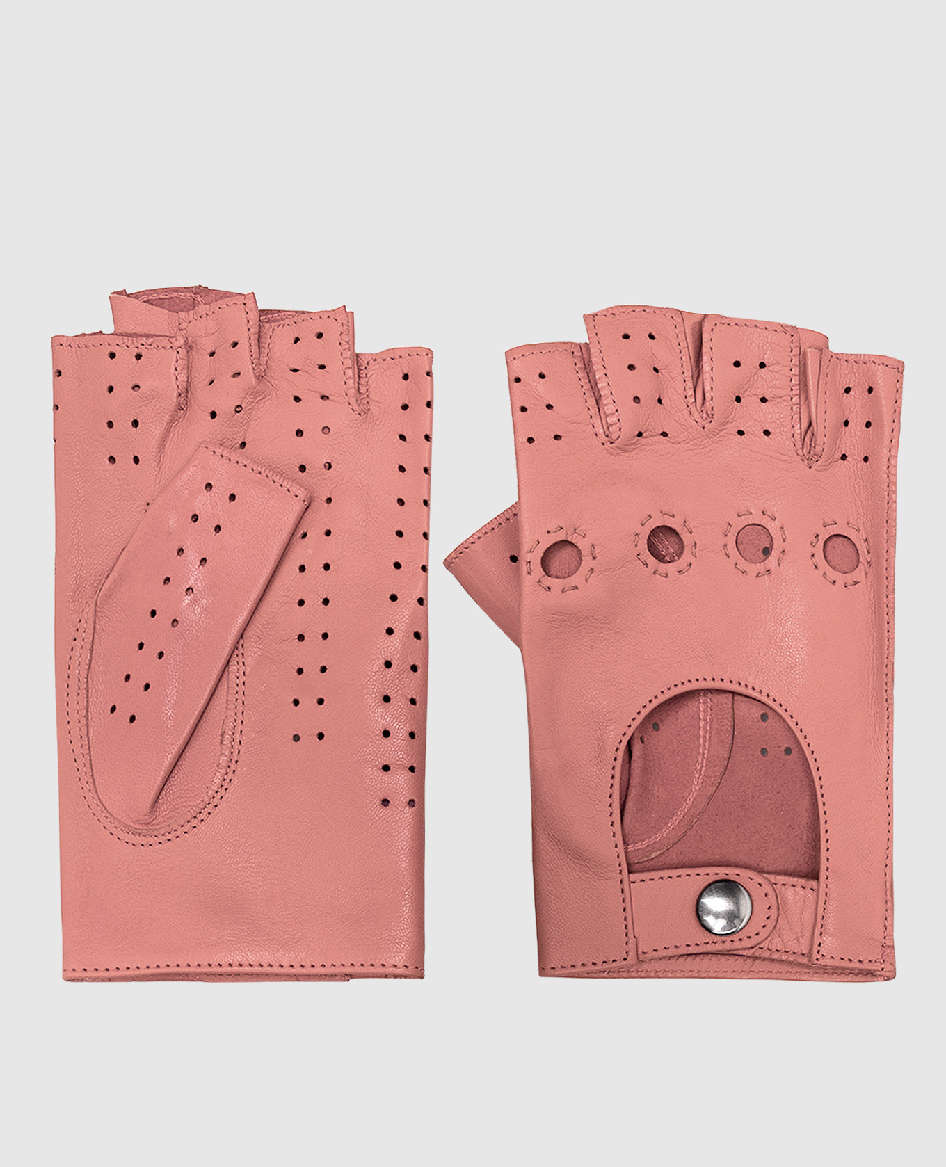 

Pink leather gloves-mittens Caridei