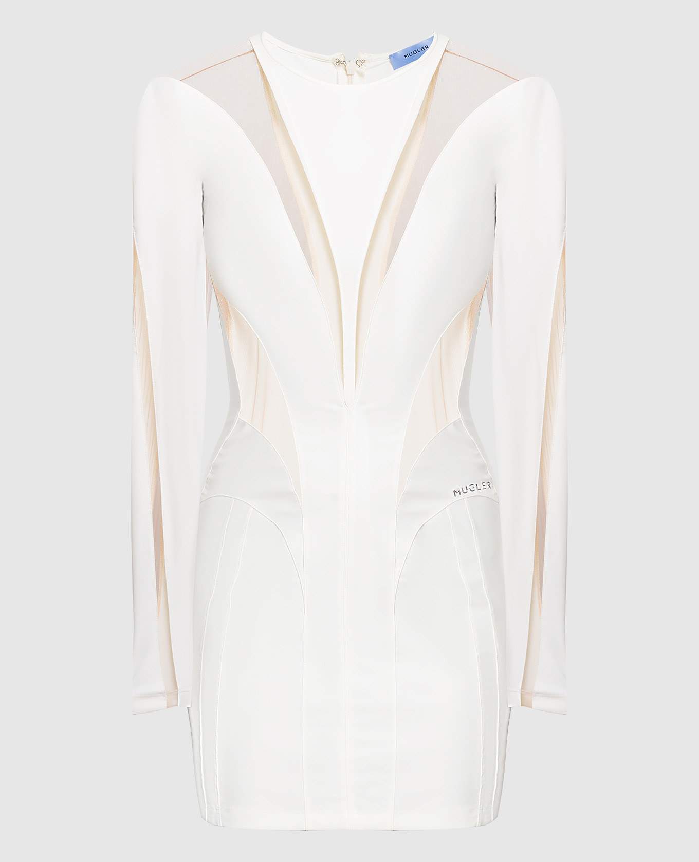 Thierry Mugler - Milk mini dress with sheer inserts