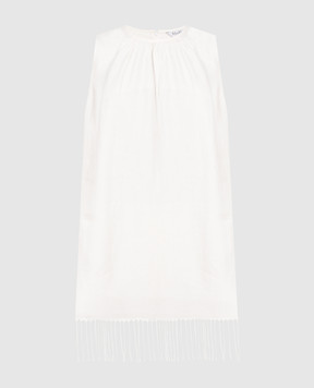 Max Mara White linen top with fringe BOBBIO