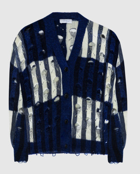 Off-White Blue cardigan with slits OWHB040F23KNI001