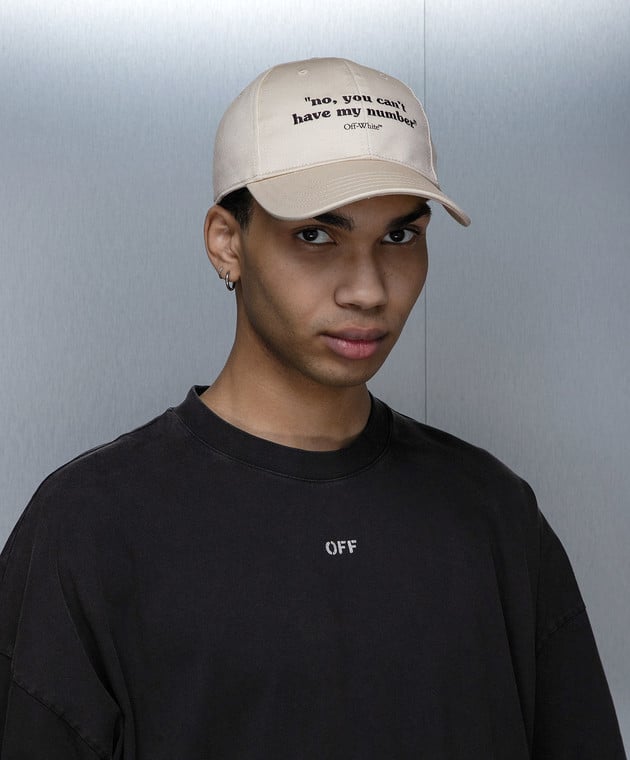 Off White Beige cap with quote embroidery OMLB052S24FAB010 buy with Czech Republic delivery at Symbol