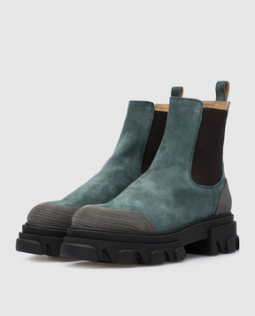 Babe Pay Pls Green suede chelsea boots with monil chain 762