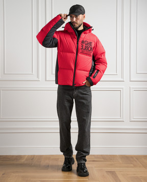 Moncler Grenoble Pramint red down jacket with logo 1A00021539X6