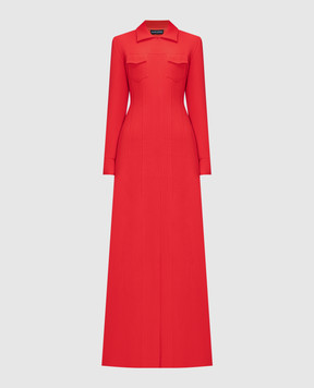 David Koma Red wool maxi coat AW23DK40C