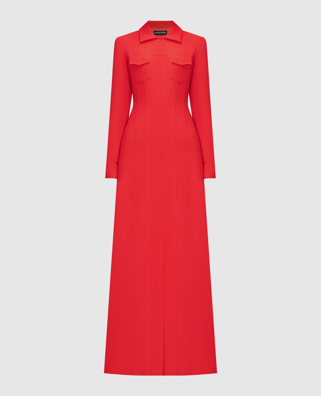

Red wool maxi coat David Koma