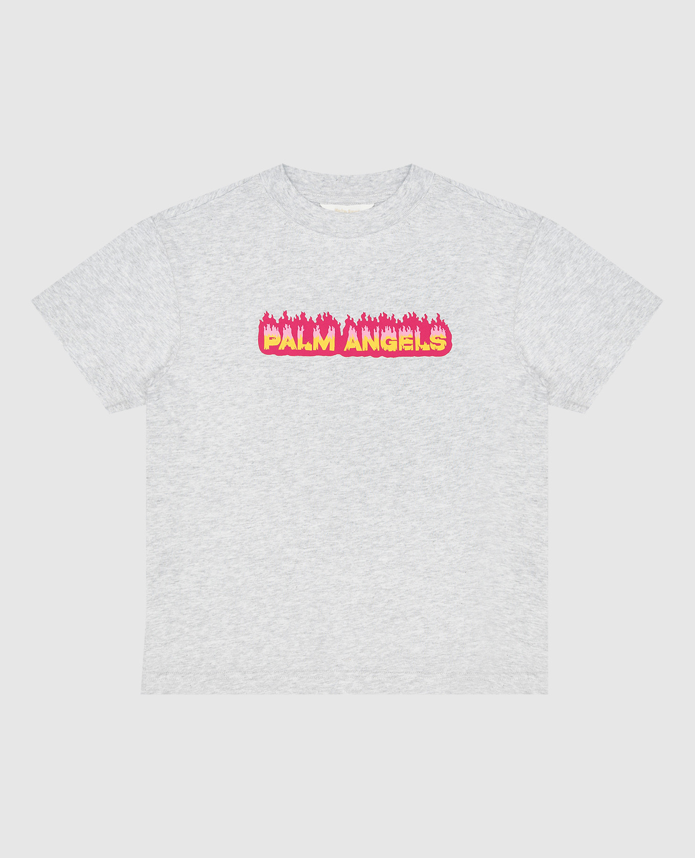 

Children's gray melange t-shirt with Pa Flames print Palm Angels, Grey