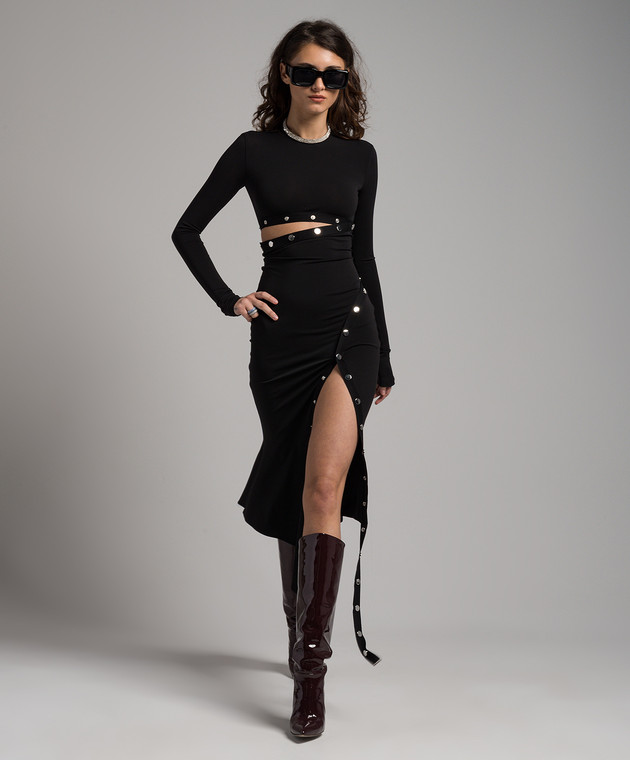 The Attico - Black asymmetric midi dress 241WCM99A014 - shop with Sweden  delivery at Symbol