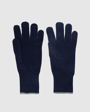 Brunello Cucinelli Navy blue cashmere gloves M2293118