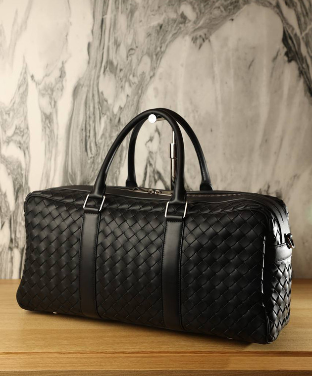 Bottega Veneta - Black leather travel bag with weaving 710058V0E51