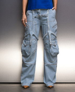 Off-White Blue logo cargo jeans OWYB017F23DEN001